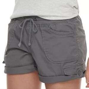 Unionbay Junior Girls Gray Tabbed Cargo Shorts Size Medium